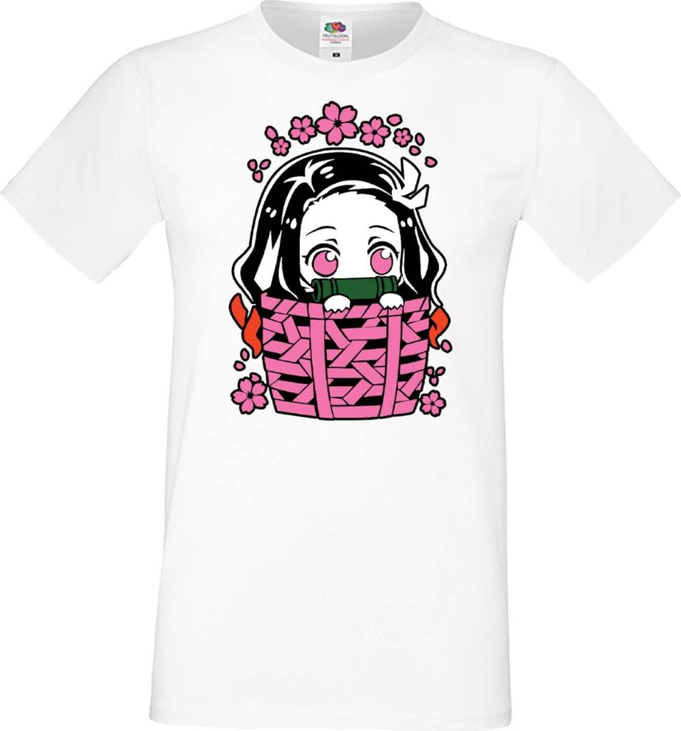 Herren T-Shirt Anime Manga Demon Anime Slayer Nezuko Kamado 06, Man 4XL / Weiß