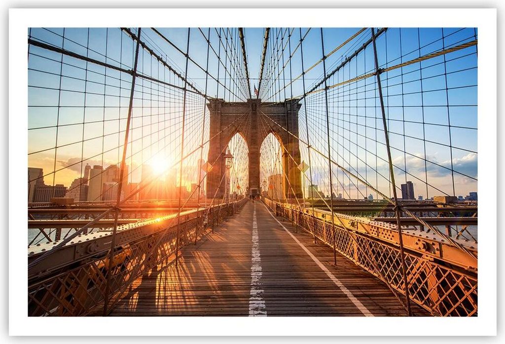 Poster - Poster ohne Rahmen - New York Brücke - 91,5x61 cm - Wand Bild - Wanddeko - Wandbilder - Kunstposter - Wandposter - Bilder - Kunstdruck - ...