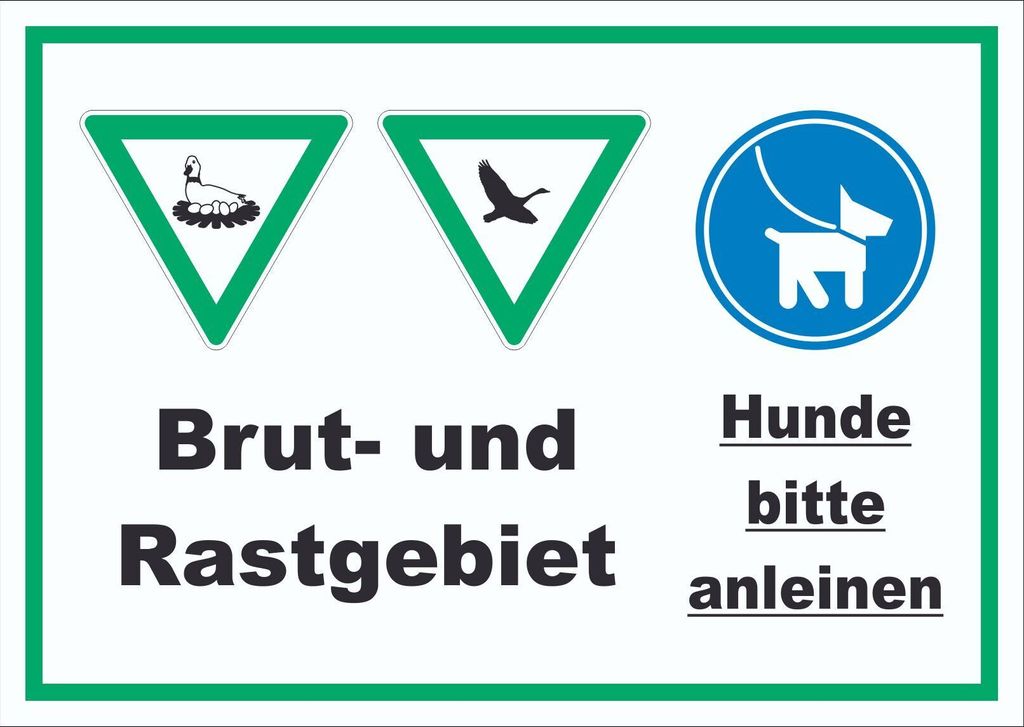 Brut- und Rastgebiet Hund anleinen Schild A6 Rückseite selbstklebend