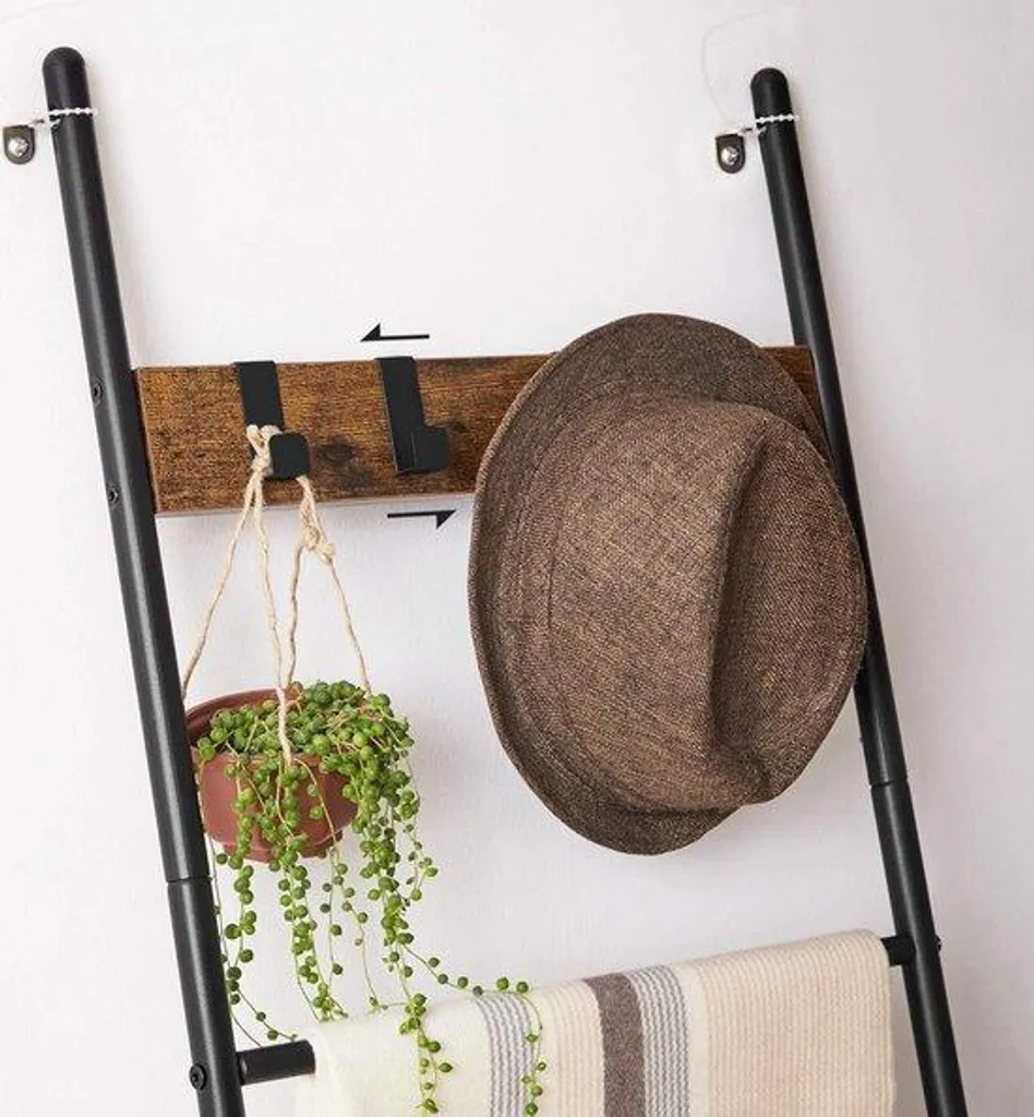 Échelle de rangement murale pour plaids et plantes, 5 marches acier