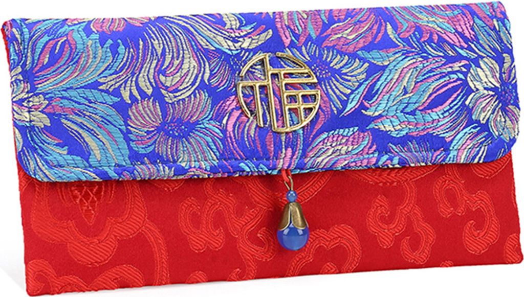 Chinesischer Stil Lucky Money Bag Tuch floralrot rotes Umschlag Tasche Neujahrspaket-6# ,Größen:L