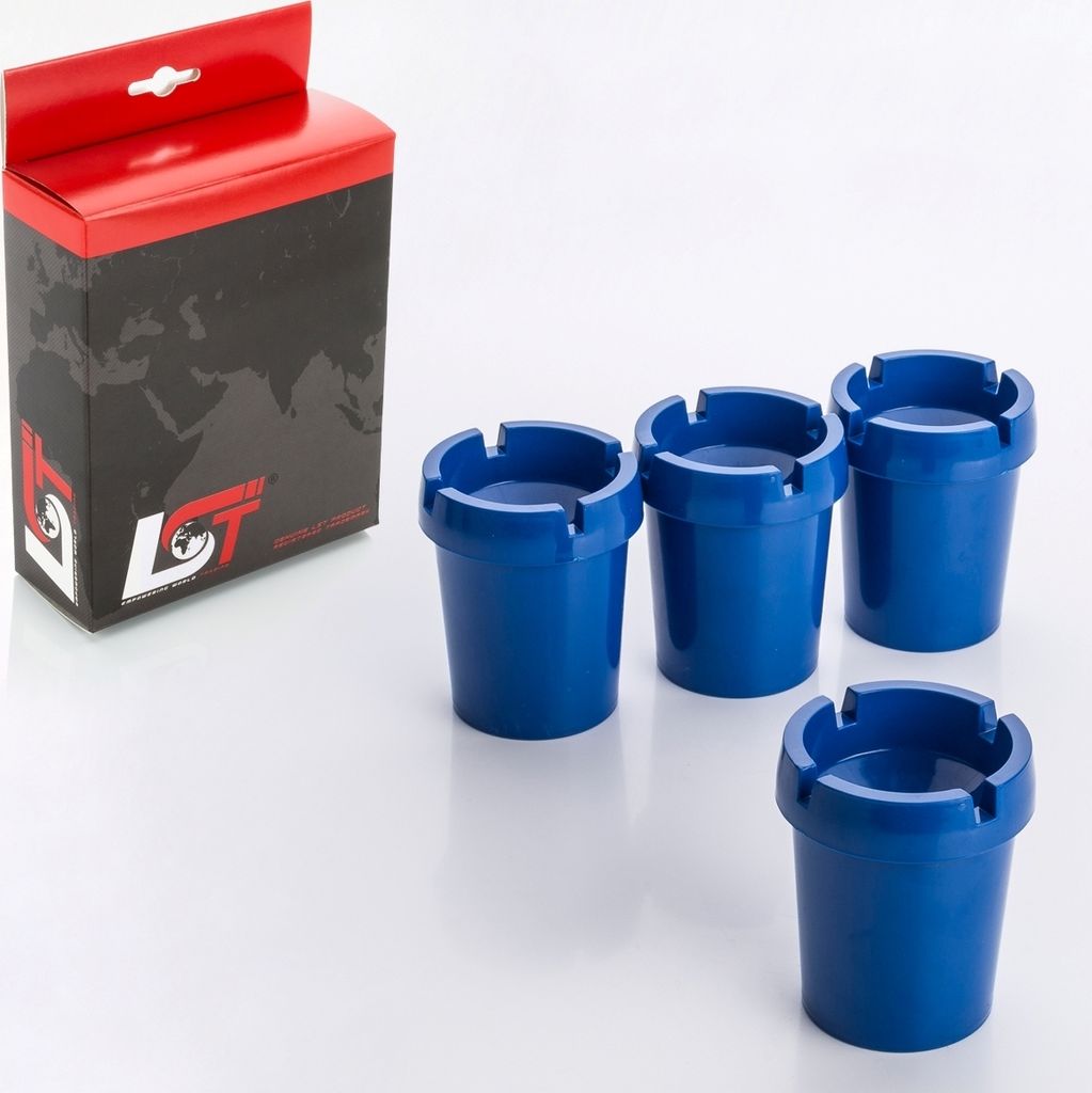 4x Aschenbecher Sturmaschenbecher rauchfrei Getränkehalter blau Kunststoff