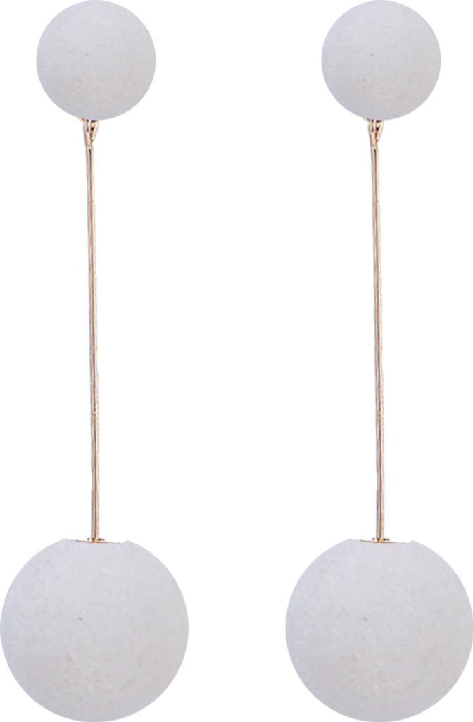 Mode Frauen Doppel Kunstpelz Ball Lange Baumeln Ohrringe Bankett Schmuck Geschenk-Weiß