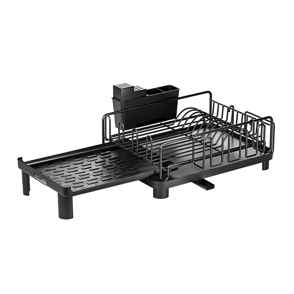 Kitchen Dish Drainage Rack Carbon Steel Double-Layer Retractable Cup und Schneidebrett Halter Spüle Küche Utensil Trocknen Organizer mit Besteckk...