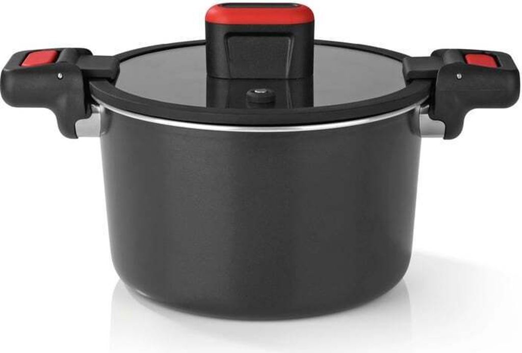 GOURMETmaxx Energiespartopf Aluminium 5,8l - schwarz/rot Produktbild 