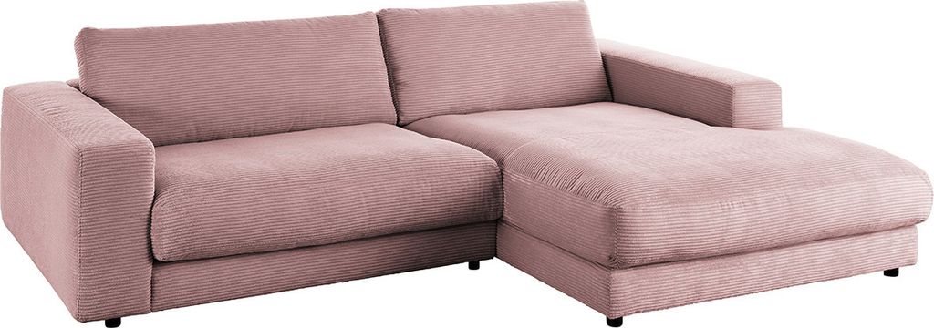 KAWOLA Sofa MADELINE Ecksofa Cord rosa Longchair rechts