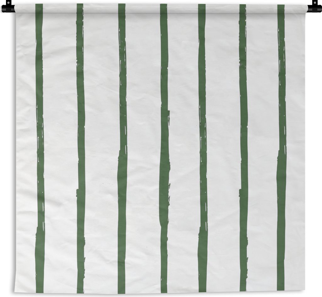 MuchoWow Wandteppich Wandbehang Streifen - Abstrakt - Grün - Weiß 150x150 cm Tapisserie Dekoration Wandtuch - Wohnaccessoires - Modernes