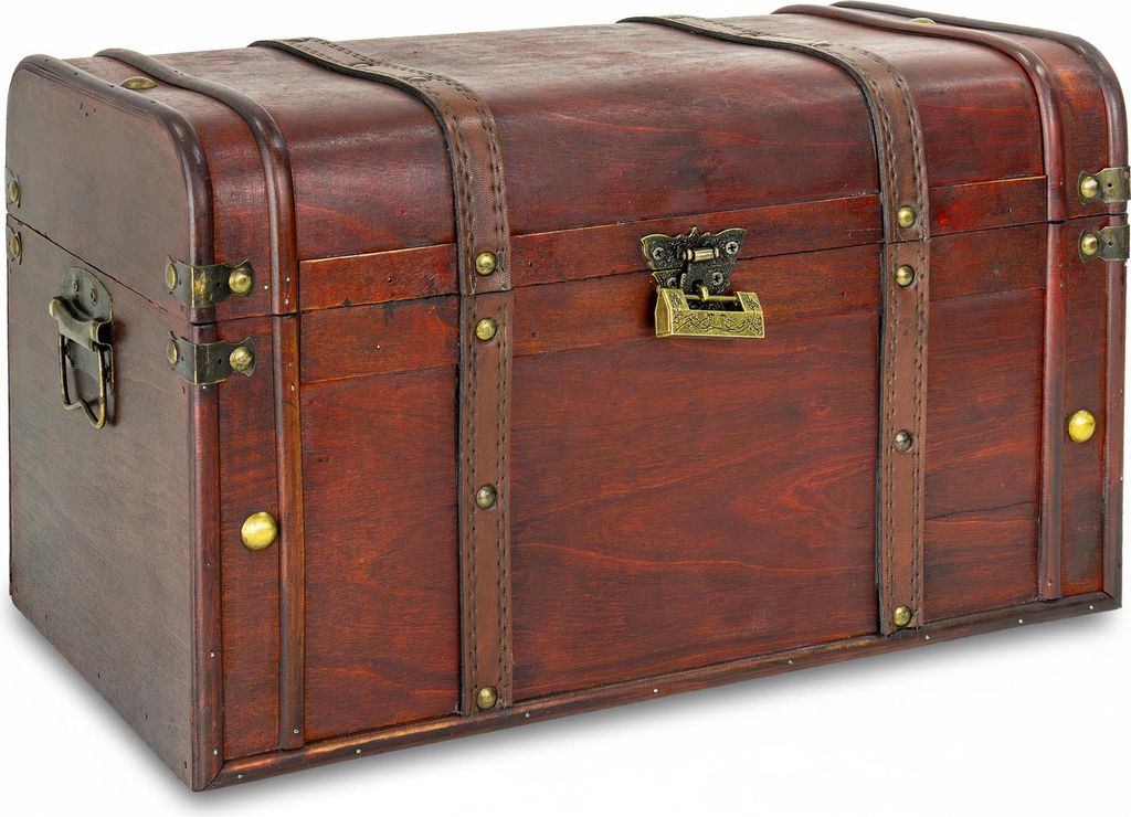 Kingpower Schatztruhe aus Holz Box mit Schloss Schatzkiste Holztruhe Holzkiste Truhe 40 x 22 x 24 cm
