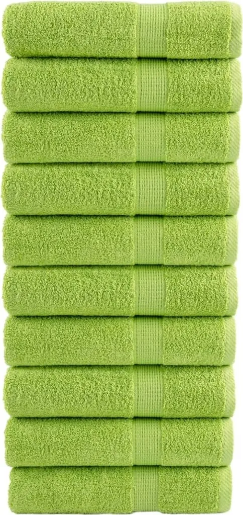Set 10 Asciugamani Doccia SOLUND 70x140 Verde Mela 600g/m² Cotone