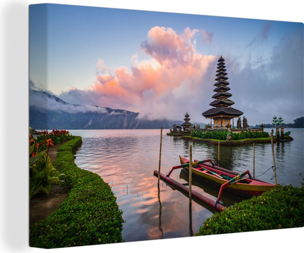 MuchoWow - Leinwandbilder - Buddhistischer Tempel in Indonesien, Wandbild, Wanddeko Bilder Wohnzimmer, 30x20 cm