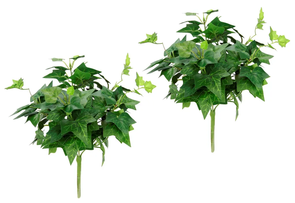 Buisson de lierre artificiel touffu avec 12 tiges vertes pour balcon