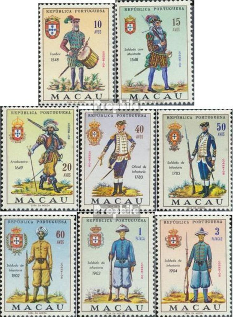 Briefmarken Macau 1966 Mi 432-439 (kompl.Ausg.) postfrisch Militär Uniformen