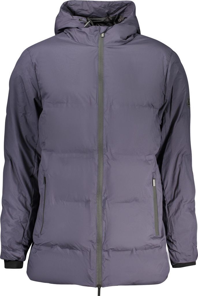 Blaue Herrenjacke mit Kapuze – Stilvolle Lange Jacke mit Taschen