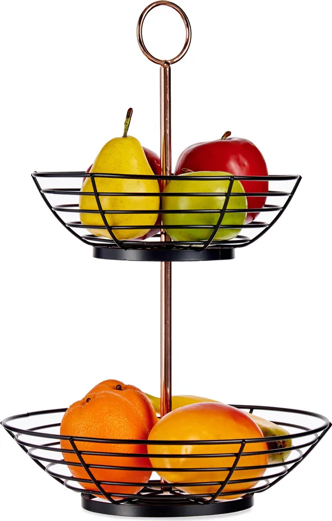 Corbeille à fruits double étage métal filaire pour plan de travail chic