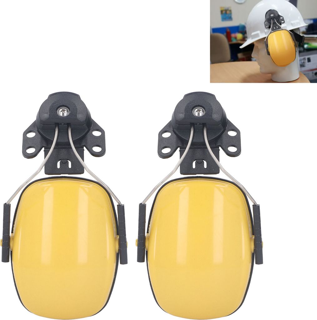 1 Pair Safety Helmet Ear Muff Noise Reduction Helmet Hard Hat Hearing Protection Earmuff for Construction Site