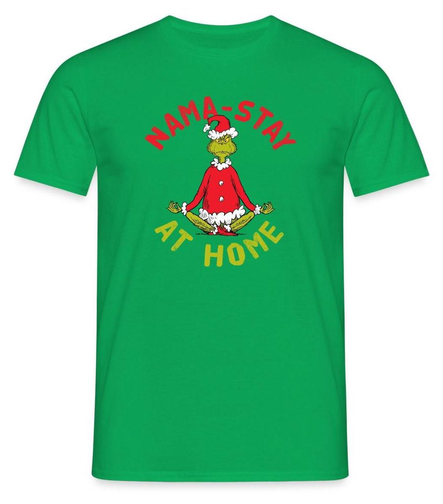 Spreadshirt Der Grinch Meditation Nama-Stay At Home Männer T-Shirt, XXL, Kelly Green