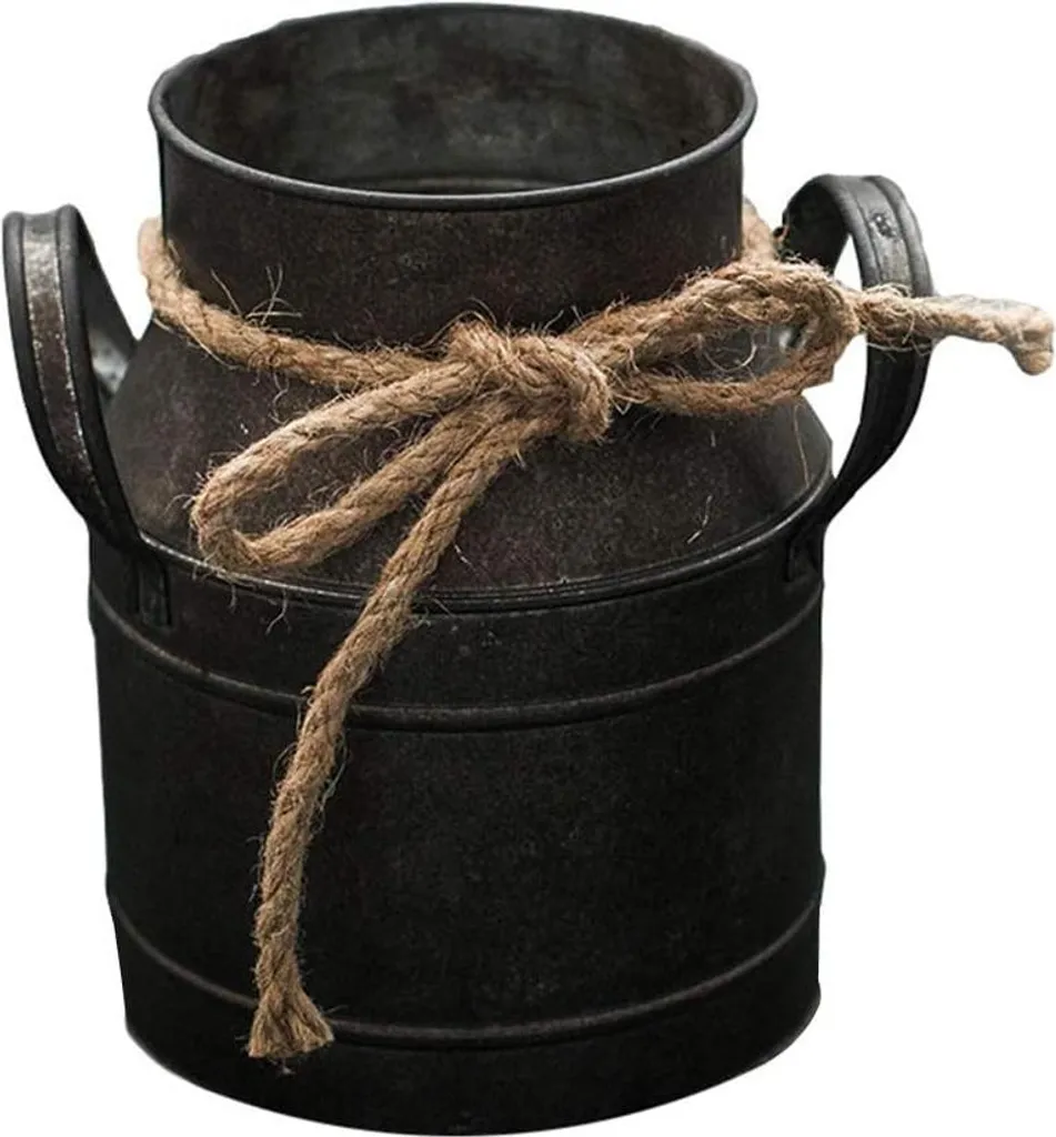 Pot en zinc rustique shabby chic hauteur 15 cm avec poignée vintage