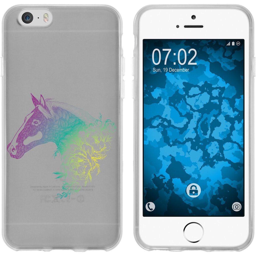 PhoneNatic Case kompatibel mit Apple iPhone 6s / 6 Silikon-Hülle Floral Pferd M5-4