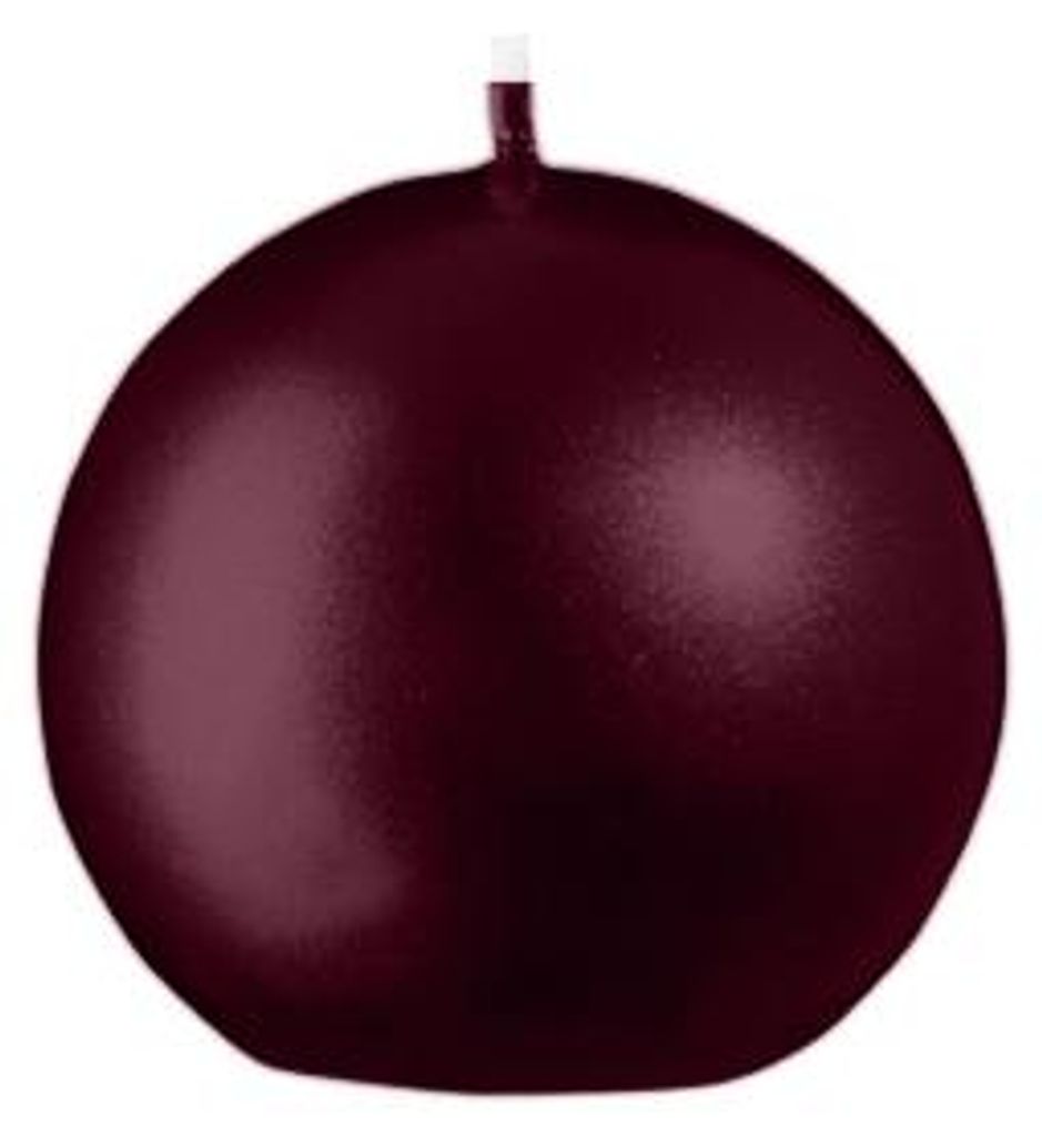 Kugelkerzen Metallic-Lack Glanz Rotbraun Burgundy Ø 6 cm, 12 Stück