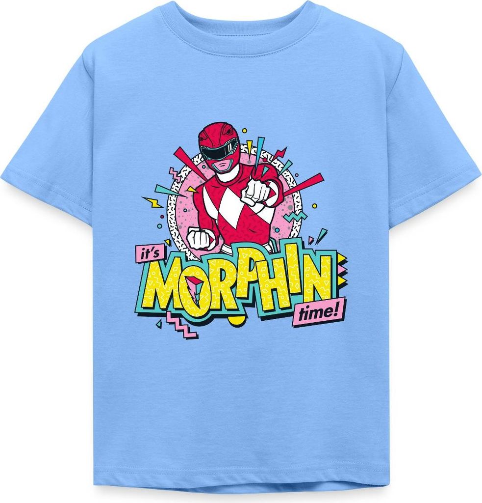 Spreadshirt Power Rangers It's Morphin Time Kinder T-Shirt, 98/104 (3-4 Jahre), Himmelblau