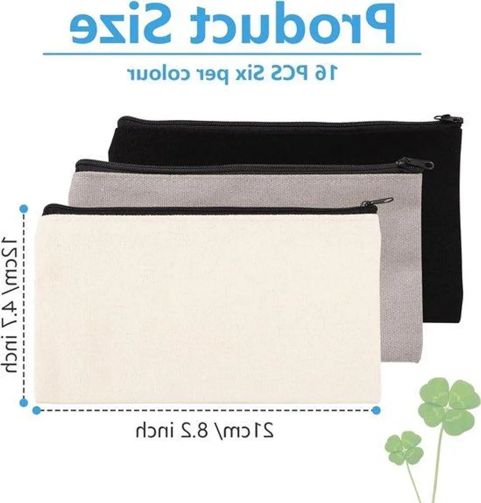 Lot de 18 Trousses en Textile Gris à Customiser DIY - Format 12x21 cm