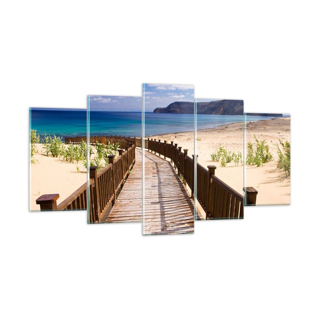 Bilder auf glas - Ozean Strand Sand Ufer - 160x85cm - Glasbilder - Wandbilder - Kunstdruck - zum Aufhängen bereit - Wanddekoration aus Glas - Glas...