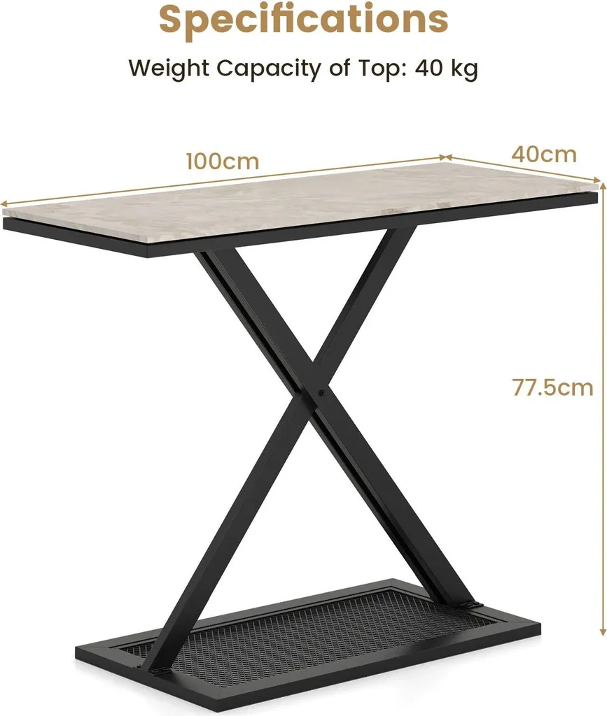 Table d'appoint Blanche pour Entrée - Support Déco Moderne en Métal