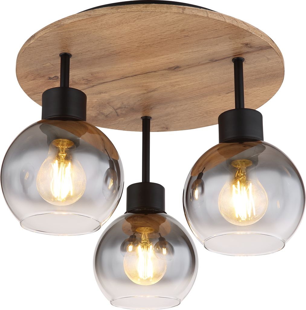 Globo Lighting Deckenleuchte Metall schwarz matt, MDF Produktbild 