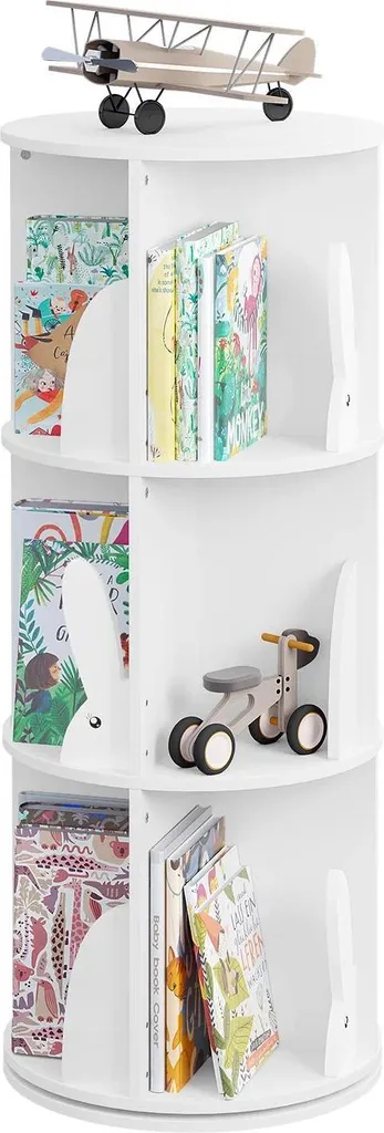 Bibliothèque pivotante enfant en MDF blanc - Casier 30 cm - Modèle LUCAS