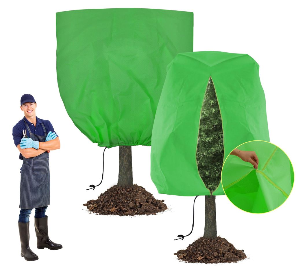 Set aus 2 großen Pflanzenschutzhüllen für den Winter 240x200cm, Frostschutz für Pflanzen im Freien mit Reißverschluss und Kordelzug, atmungsak...