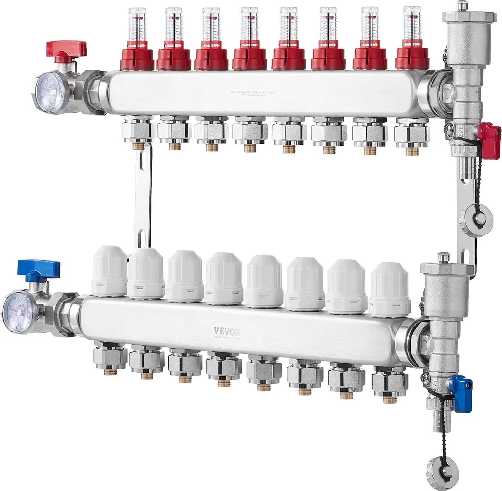 Distributeur de chauffage au sol à 8 circuits avec débitmètre 5L/min - 11