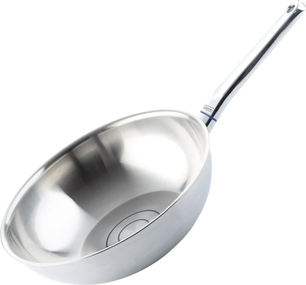 ELO Wokpfanne Ø 28 cm LAFER, Pfanne aus Mehrschichtfachem Edelstahl mit Abgießfunktion, Pfanne für Ceran-, Gas-, Elektro-, Induktionsherde - sp...