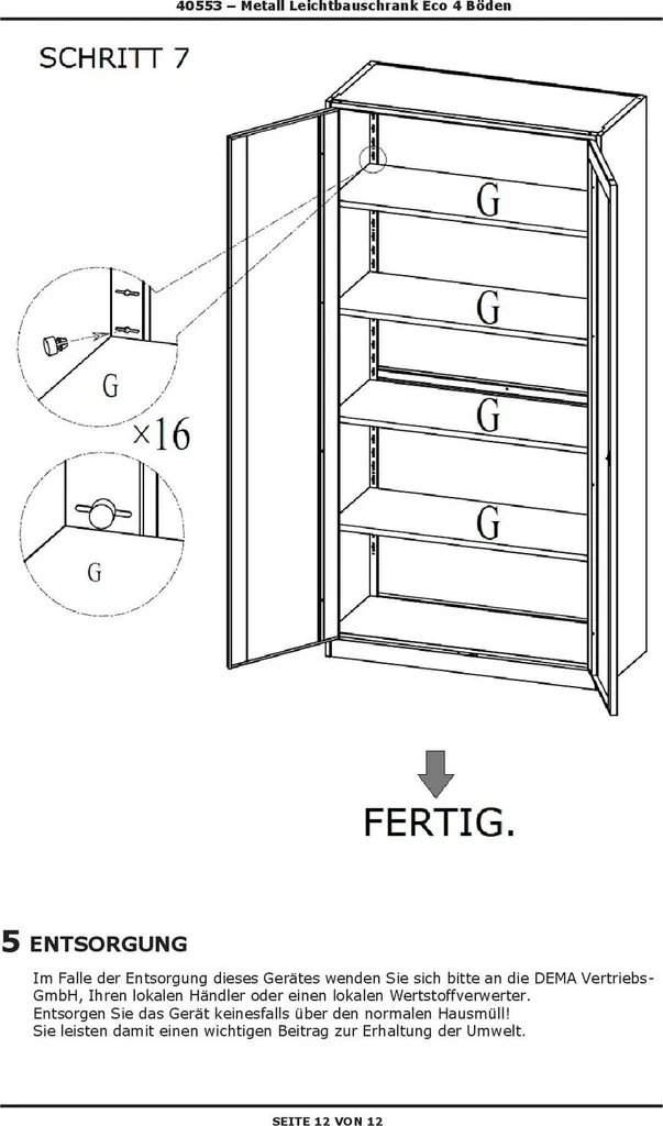 Armoire métallique Eco 180x81x39 cm avec 4 étagères modulables - 24