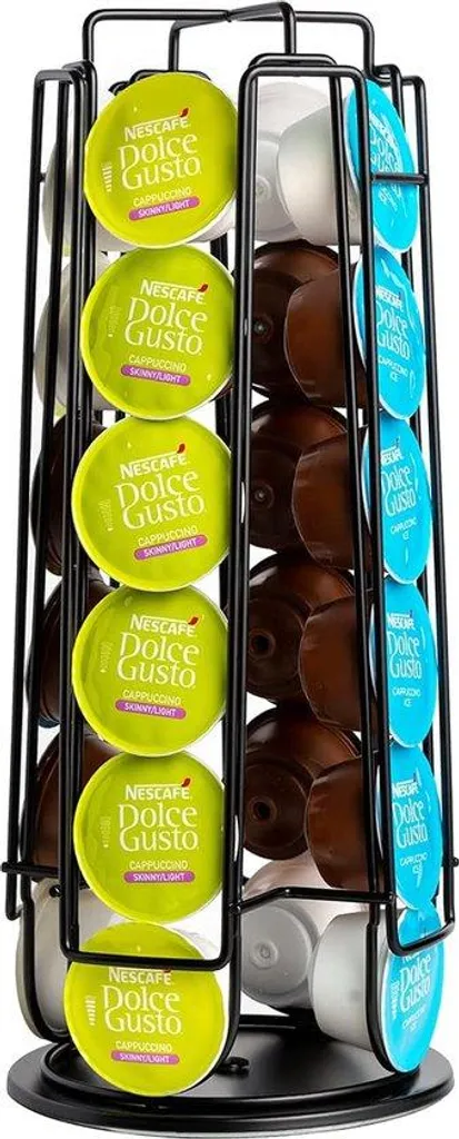 Support Capsules Café Rotatif Standard pour 24 Dosettes en Acier Chromé