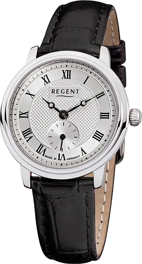 Montre analogique femme en cuir noir Regent GM-1440 style classique chic