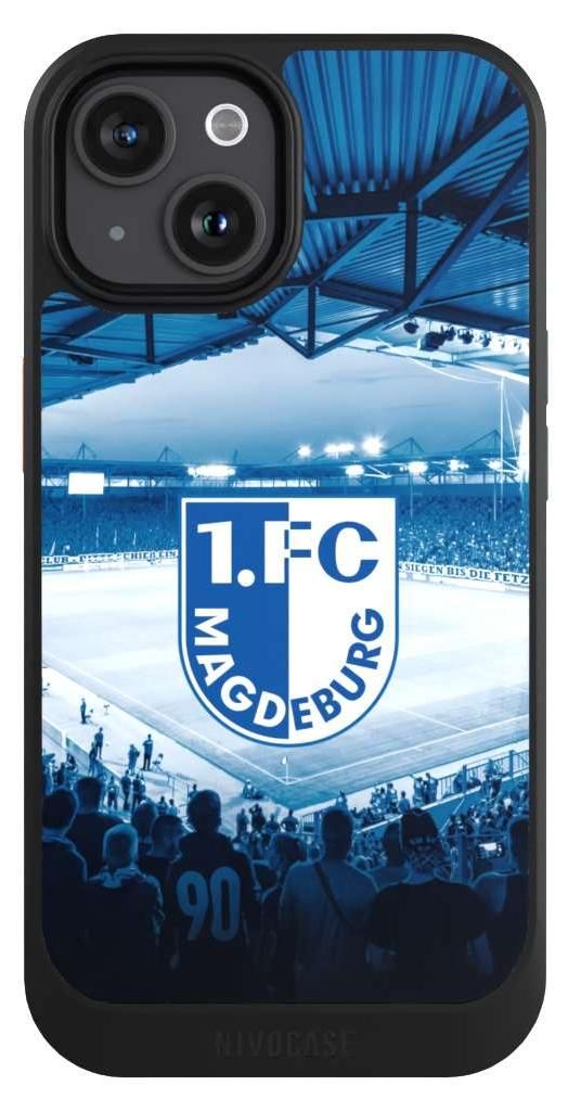 NIVOCASE Hülle für Apple iPhone 15 Handyhülle NIVOcore Case Schwarz Stadion 1. FC Magdeburg 1. FCM