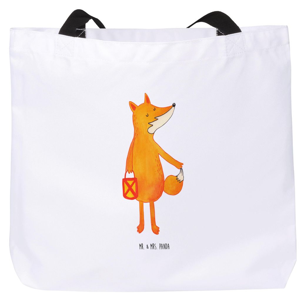 Mr. & Mrs. Panda Einkaufstasche Fuchs Laterne - Weiß - Geschenk, Tote Bag, Tasche, Aufmuntern, Selbstbewusst, Sankt Martin, studententasche, Stoff...