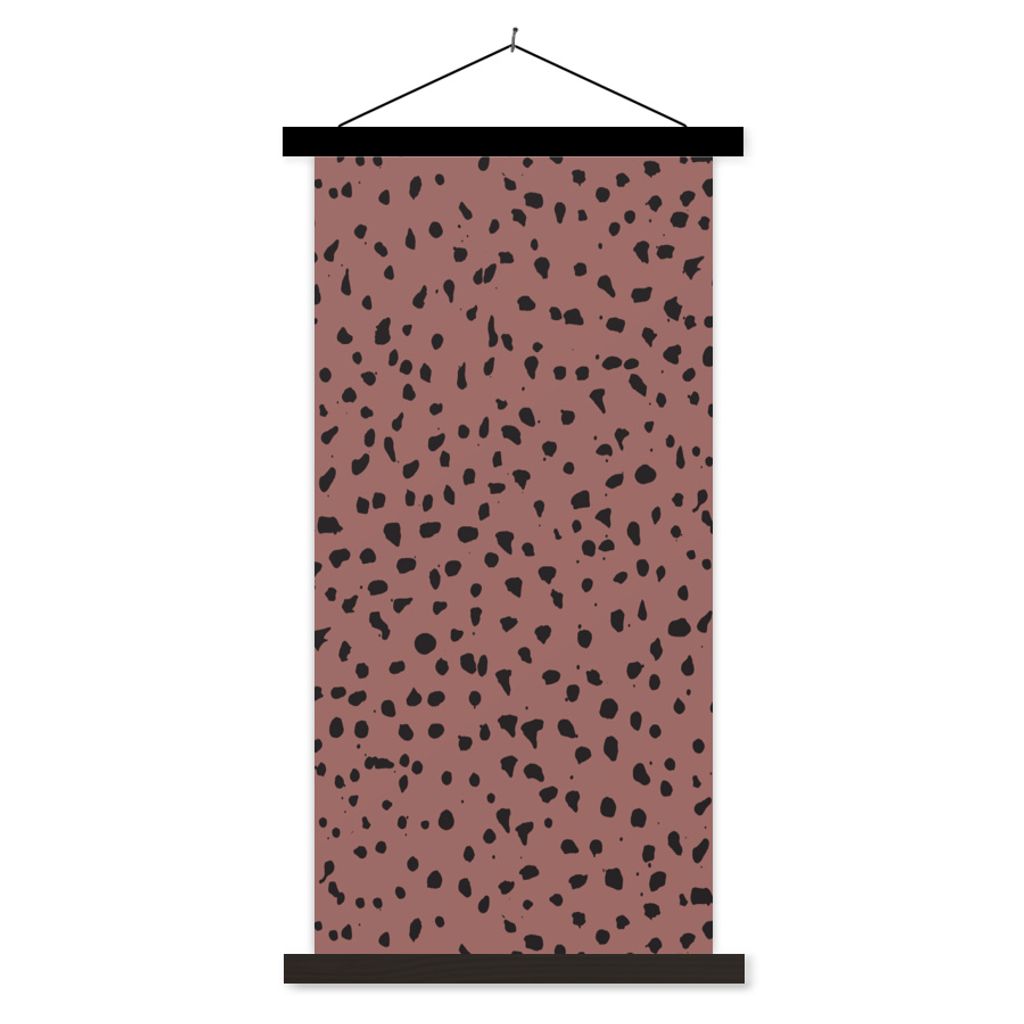 MuchoWow Textilposter Polka dots - Muster - Schwarz 40x80 cm mit schwarzem Rahmen - Wandemalerei