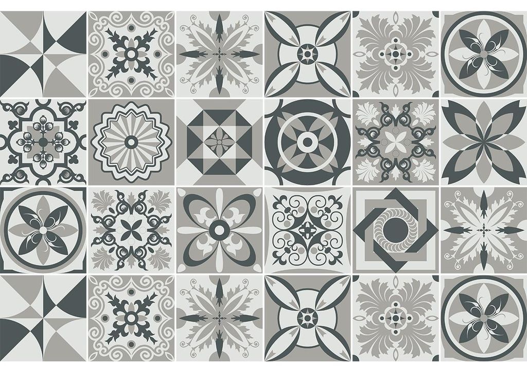 Selbstklebende Fliesenaufkleber für Küche und Bad – 24 ELODIA Azulejos Zementfliesenaufkleber – 24 Aufkleber 10 x 10 cm