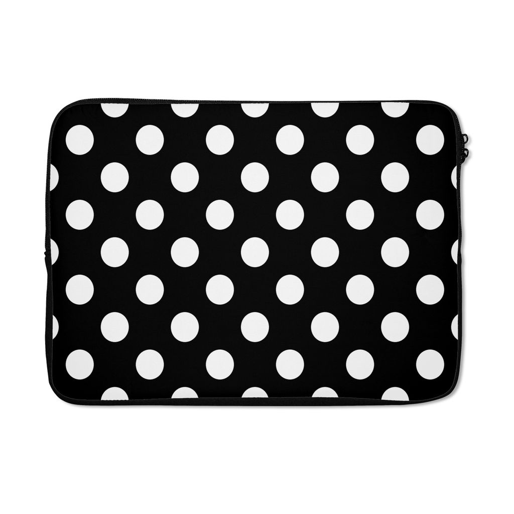 MuchoWow Laptop Hülle 14 ZollPolka dots - Muster - Schwarz und Weiß Laptoptasche - Laptoptasche - Stoßsicher - Schutzhaube