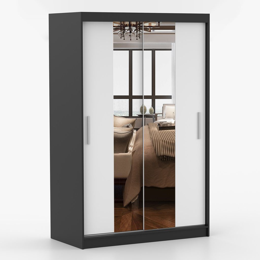 Schwebetürenschrank Kleiderschrank Schrank 120cm Produktbild 