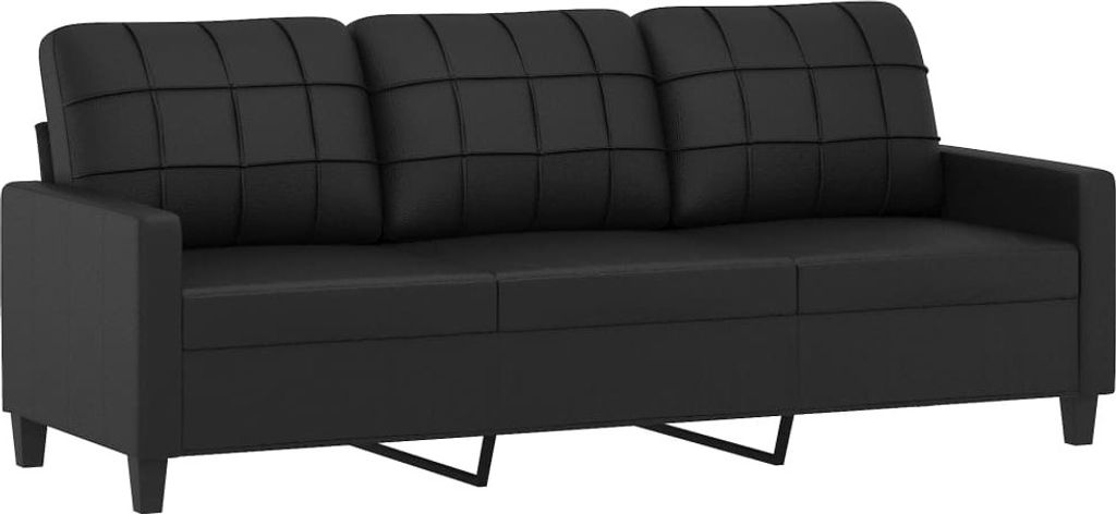 vidaXL 3-osobowa sofa czarna 180 cm imitacja skóry Zdjęcie produktu 