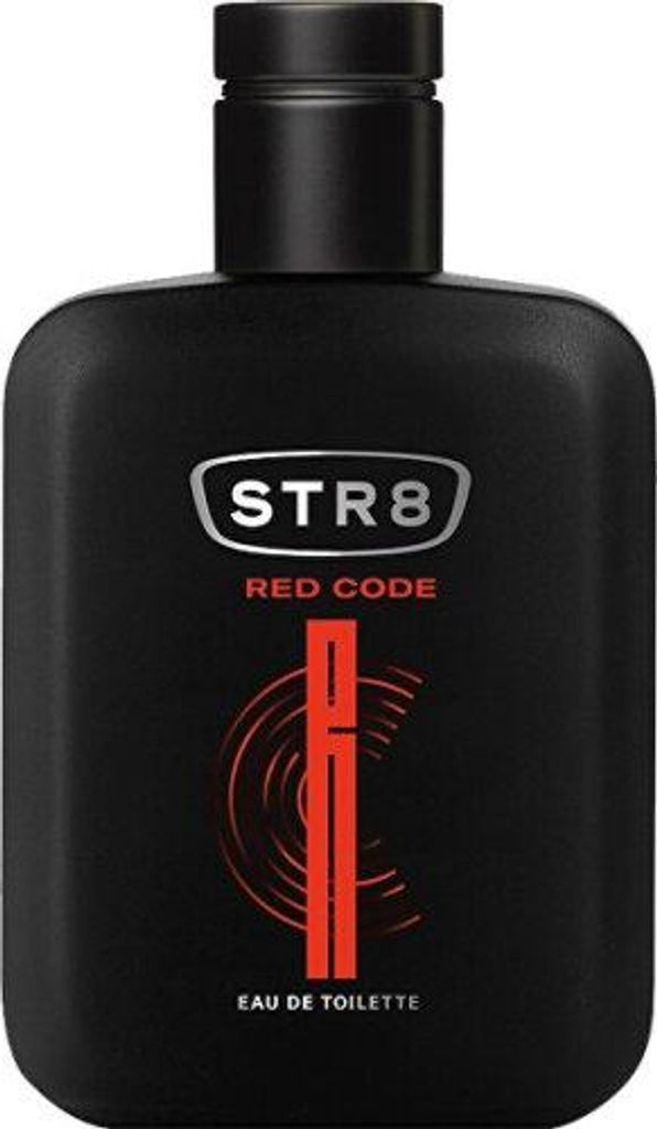 A black bottle of STR8 Red Code Eau De Toilette for men.