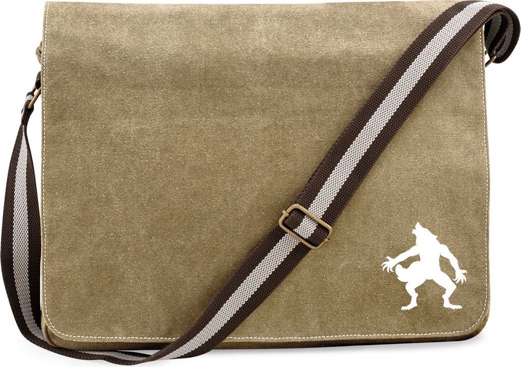 Huuraa Umhängetasche Werwolf Silhouette 14 Liter Sahara Canvas Laptoptasche Geschenkidee
