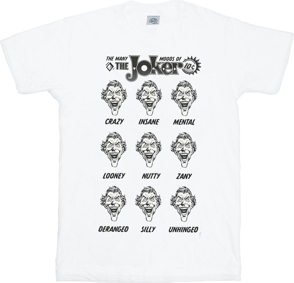 DC Comics - "The Many Moods Of The Joker" T-Shirt für Herren BI21858 (S) (Weiß)