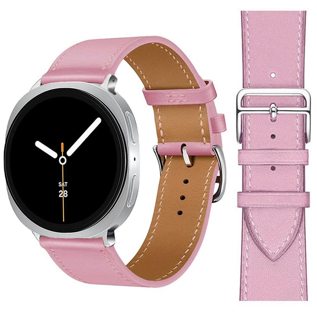 FFO2World Premium Slim Lederarmband – Für Samsung Galaxy Watch 8 (40/44 mm) & Watch 8 Classic (46 mm). Echtes Leder, Edelstahlschließe – Rose