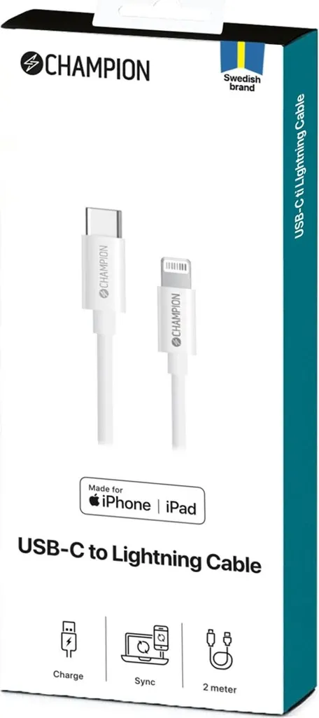 Câble USB-C vers Lightning 2m Blanc - Charge Rapide iPhone et iPad