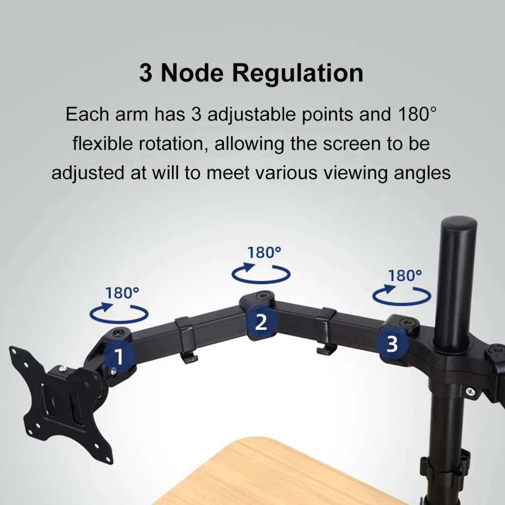 Support Écran Double contre Mal de Dos avec Bras Alu Ergonomique Réglable - 3