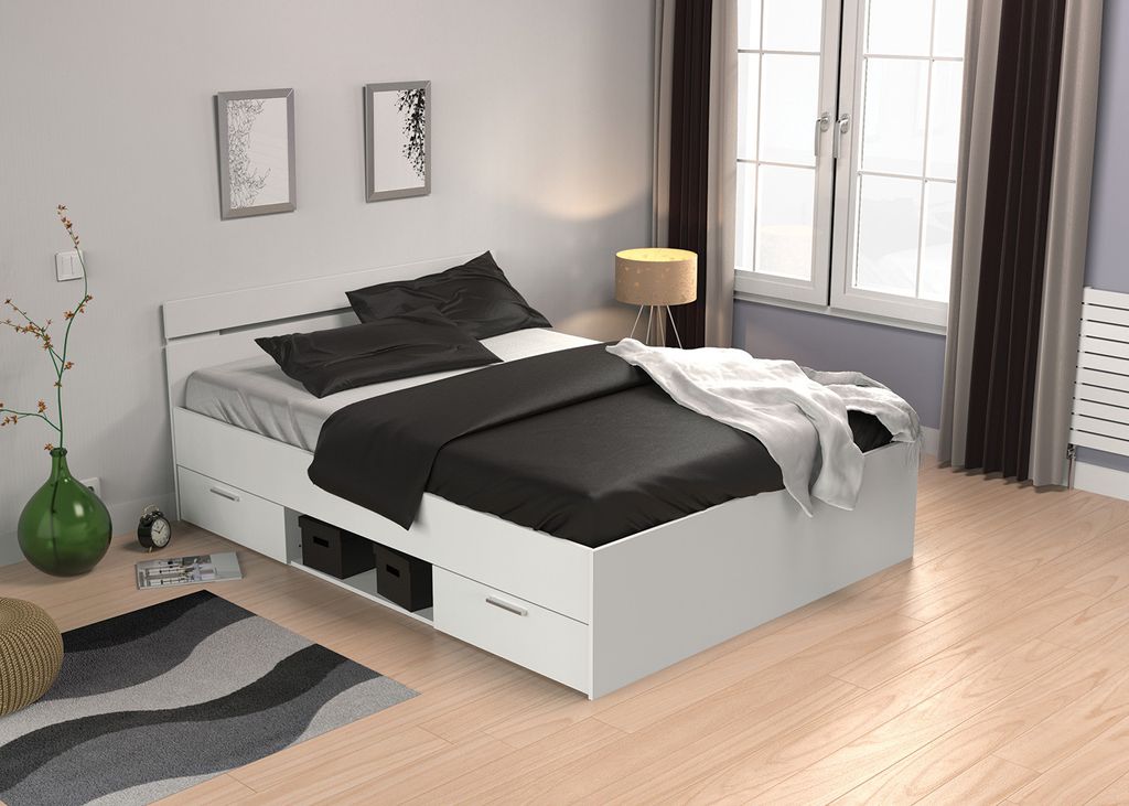 Letto multifunzionale 140x200 MICHIGAN bianco perla Immagine del prodotto 