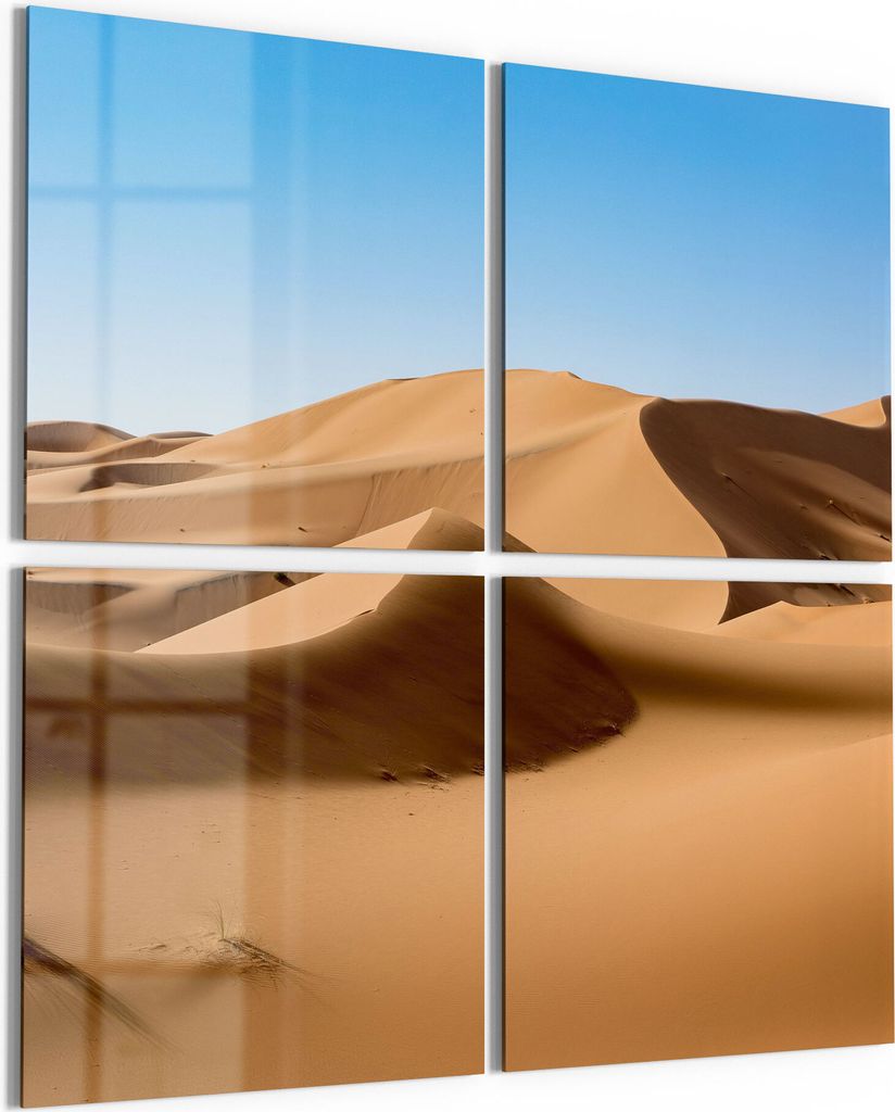 DEQORI Glasbild Echtglas 4x50x50 cm 'Dünenlandschaft' Wandbilder XXL groß